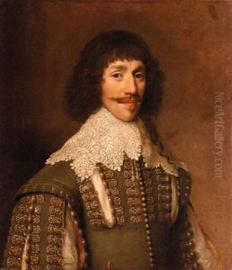 Portrait Of A Gentleman Wearing A Green Tunic Embroidered With Gold, And A White Lace Collar