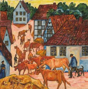 Heimkehrende Rinderherde by Alexander Gerbig
