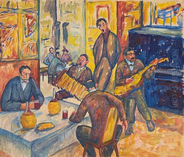 Italienische Taverne (kunstlerkneipe "lapi" In Florenz Mit Max Pechstein Links Am Tisch) - view 1