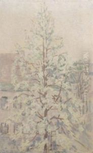 Bluhender Birnbaum In Abendstimmung by Ida Gerhardi