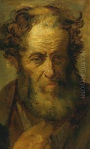 Portrait De Viellard (after Rembrandt) by Theodore Gericault