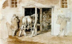 A Horse At The Blacksmith by Theodore Gericault