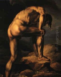 A Shipwreck: Study Of A Man On A Rock by Theodore Gericault