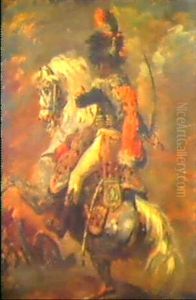 L'officier De Chassuers A Cheval Chargeant by Theodore Gericault