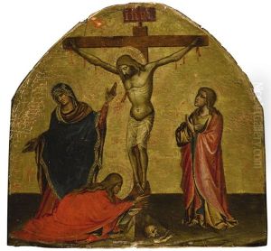 Christ On The Cross With The Virgin, Saints John And Mary Magdalene by Niccolo di Pietro Gerini