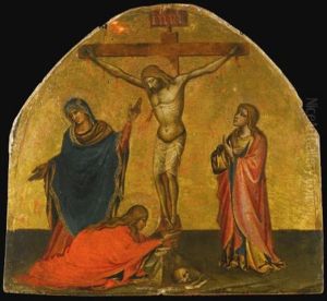 Christ On The Cross With The Virgin, Saints John And Mary Magdalene by Niccolo di Pietro Gerini