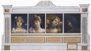 Portraits De Jeune Fille Au Papillon, Au Fil Du Temps by Alphonse Leon Germain-Thill