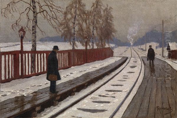 Winter Street Scene And On The Platform, Two Works - view 1