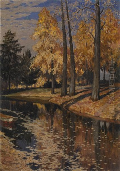 A Park Lake In Autumn - view 1
