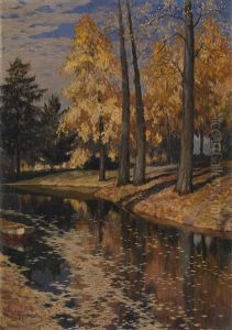 A Park Lake In Autumn