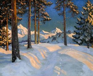 Sunset Over The Mountains by Mikhail Markianovich Germanshev