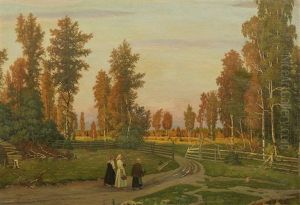 Peasants Returning Home At Sunset by Mikhail Markianovich Germanshev