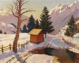 Paysage Russe Sous La Neige by Mikhail Markianovich Germanshev