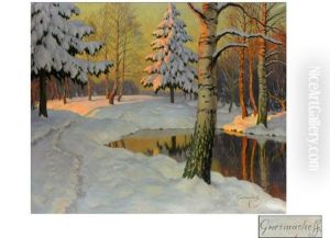 Winterliche Waldlandschaft by Mikhail Markianovich Germanshev