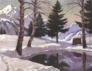 Snow Scene by Mikhail Markianovich Germanshev