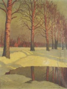Sunlit Trees by Mikhail Markianovich Germanshev