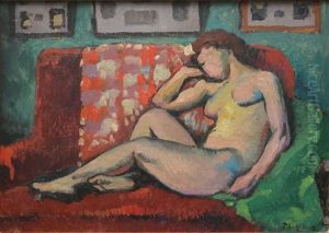 Nu Au Divan Rouge by Paul Elie Gernez