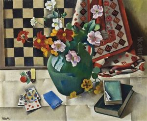 Nature Morte Aux Fleurs Et Cartes Et Damier (+ La Lieutenance, Honfleur, Verso) Nature Morte Aux Fleurs Et Cartes Et Damier (+ La Lieutenance, Honfleur, Verso)