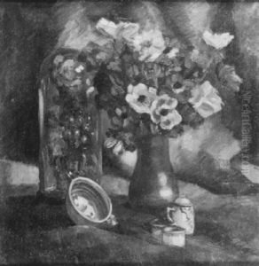 Nature Morte Aux Fleurs Et Aux Pots En Ceramique