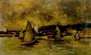 Honfleur, Les Voiliers A L'entree Du Port by Paul Elie Gernez