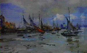 Bateaux Dans Le Port De Honfleur
