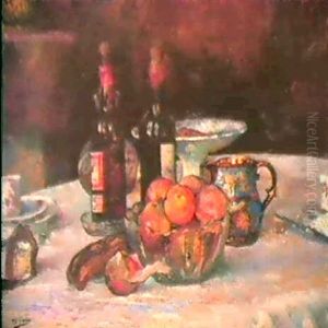 Nature Morte Aux Bouteilles, Et Fruits (2)
