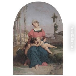 Vierge A L'enfant Et Saint Jean-baptiste Dans Un Arc Peint by Jean-Leon Gerome