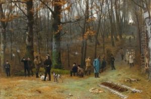 Scene De Chasse Dans La Foret De Meudon by Jean-Leon Gerome