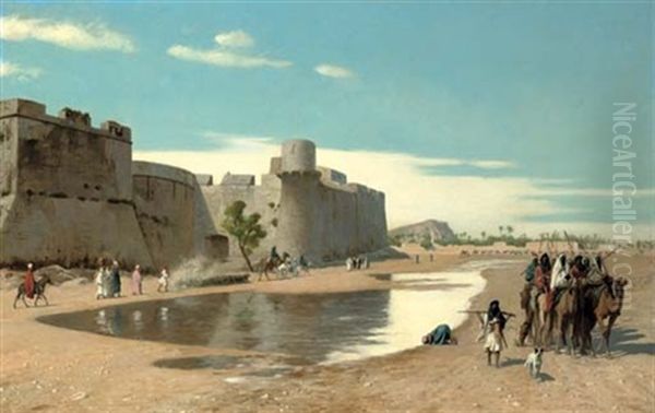 An Arab Caravan Outside A Citadel - view 1