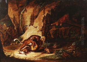 Tiger And Leopard Fighting Over A Kill by Jean-Leon Gerome