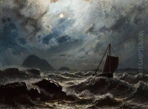Sturmiche Nacht ... Kuste Norwegens by Knud (Andreassen) Baade