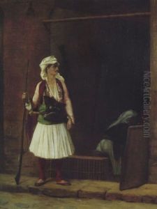 Arnaute A L'entree D'une Boutique by Jean-Leon Gerome