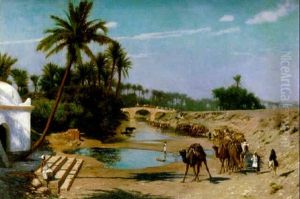 An Arab Caravan by Jean-Leon Gerome