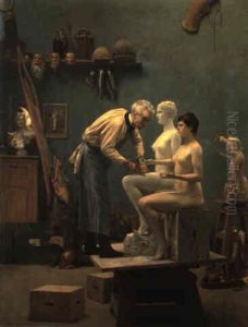 Le Travail Du Marbre, L'artiste Sculptant Tanagra, Or Le Mod,le D'artiste by Jean-Leon Gerome