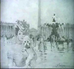 Plaza De La Concordia En Paris by Jean-Leon Gerome