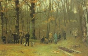 Hunting Scene In The Forest Of Meudon (the Hunt Of The Baron Salomon De Rothchild) by Jean-Leon Gerome