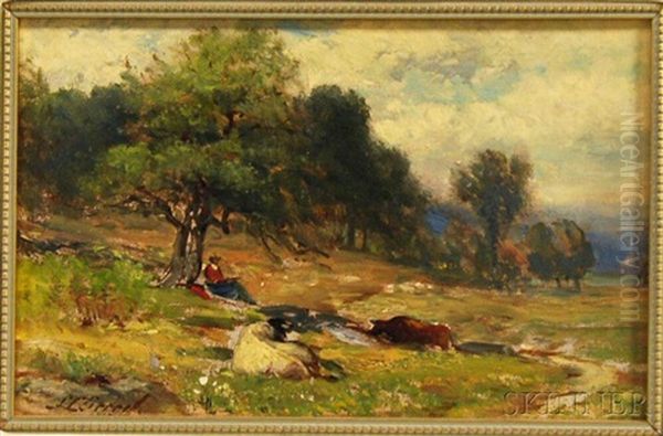 Landscape With Cows And A Figure Resting Under A Tree - view 1