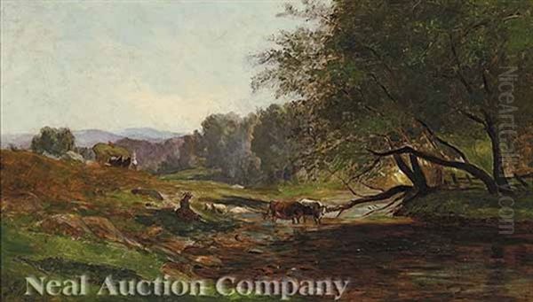 Cows In A Rocky Stream - view 1