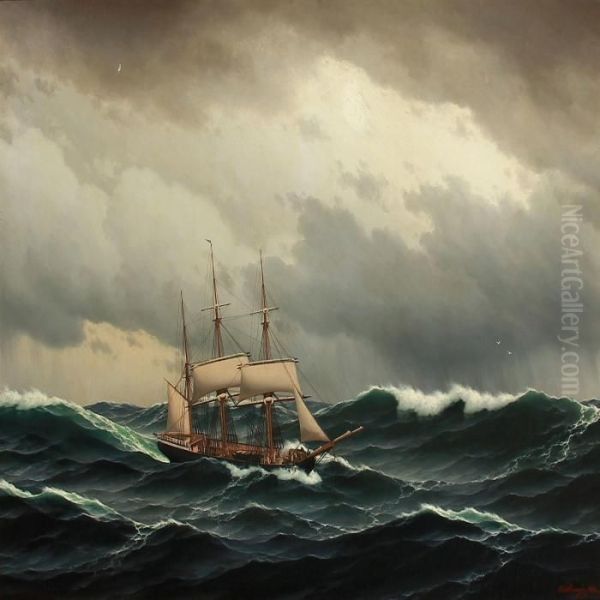 Seascape With A Bark In Open Sea - view 1