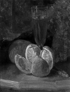 Still Life With Orange And Glass Of Wine