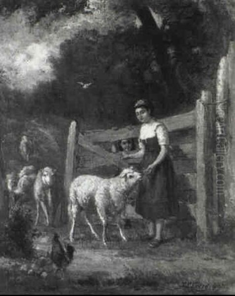 The Shepherdess Leading Her Flock Home - view 1