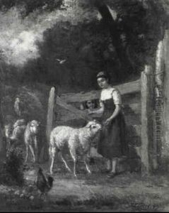 The Shepherdess Leading Her Flock Home The Shepherdess Leading Her Flock Home