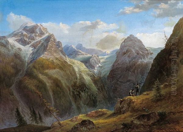 Blick Auf Den Ortler, Im Vordergrund Zwei Jager - view 1