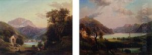 Mountainous Landscapes With Figures by Joseph Gerstmeyer