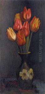 Tulips In A Vase by Mark Gertler