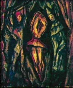 Harlequin, Columbine And Dancer by Mark Gertler