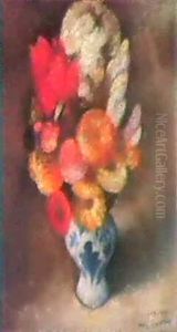 Flowers In A Blue And White Vase by Mark Gertler