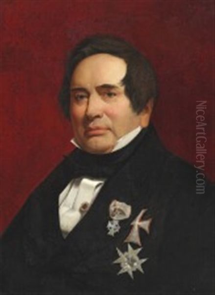 Portrait Of Adam Oehlenschlager In Black Tie With Decorations - view 1