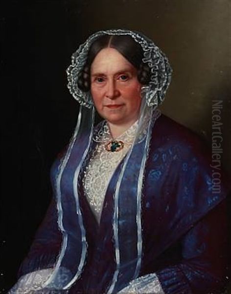 Portrait Of A Lady In A Blue Dress - view 1