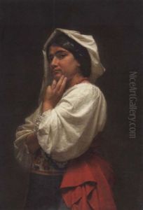 Junge Zigeunerin In Tracht by Vilhelm (Johan V.) Gertner